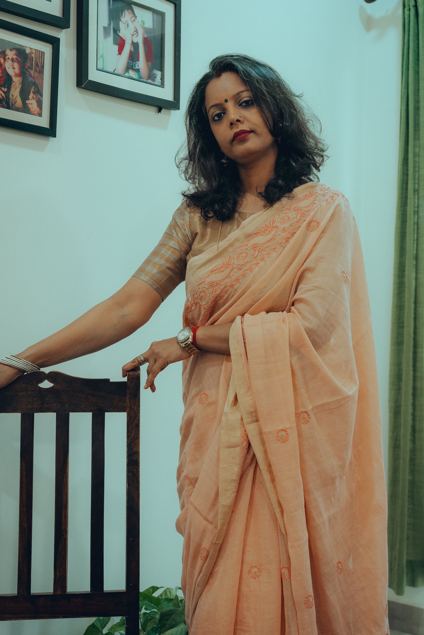 Exclusive Syutikargha Tissue Chanderi Saree -Hand Chikankari Work.