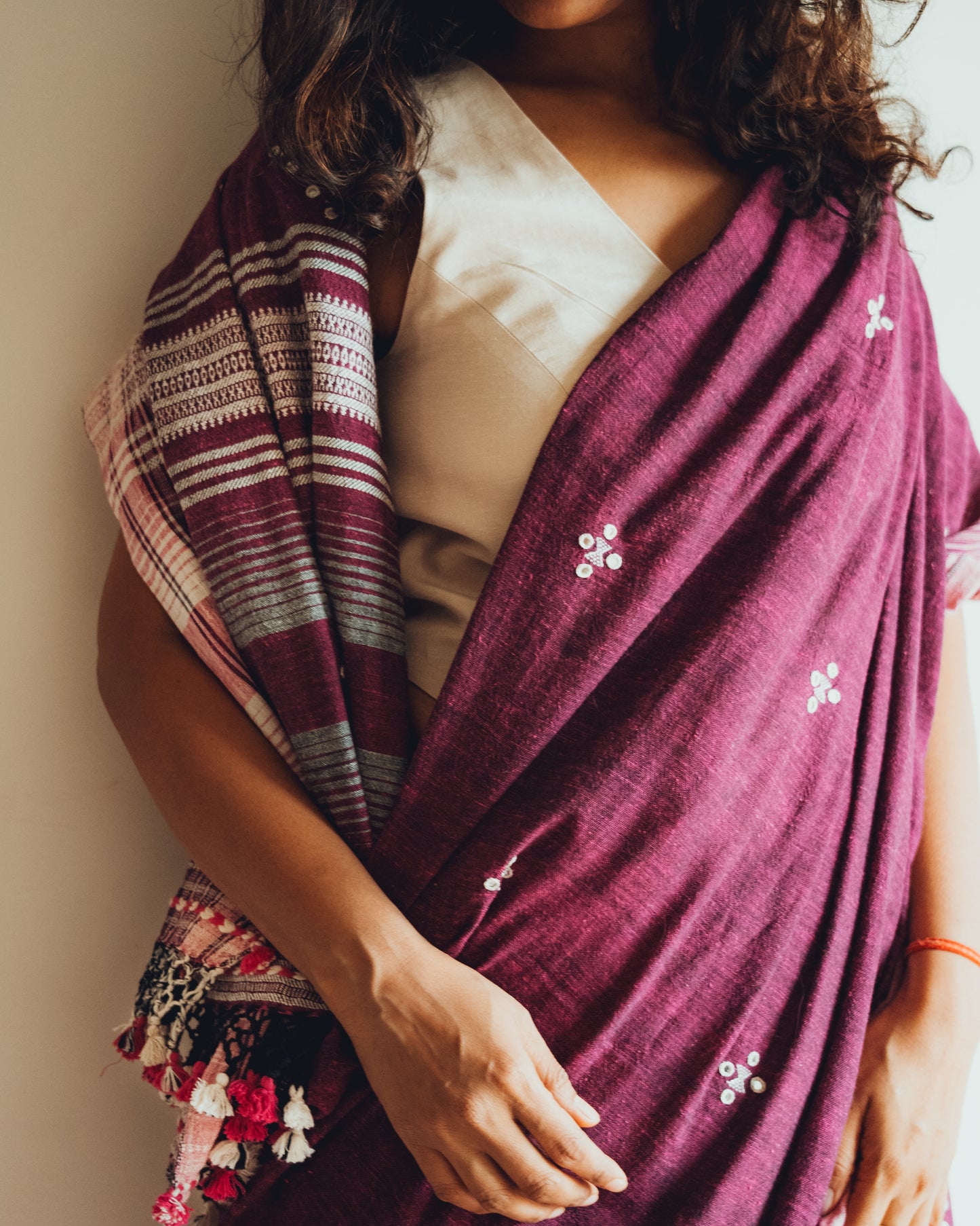 BHUJODI KALA ORGANIC COTTON SAREE (Mirror Work)
