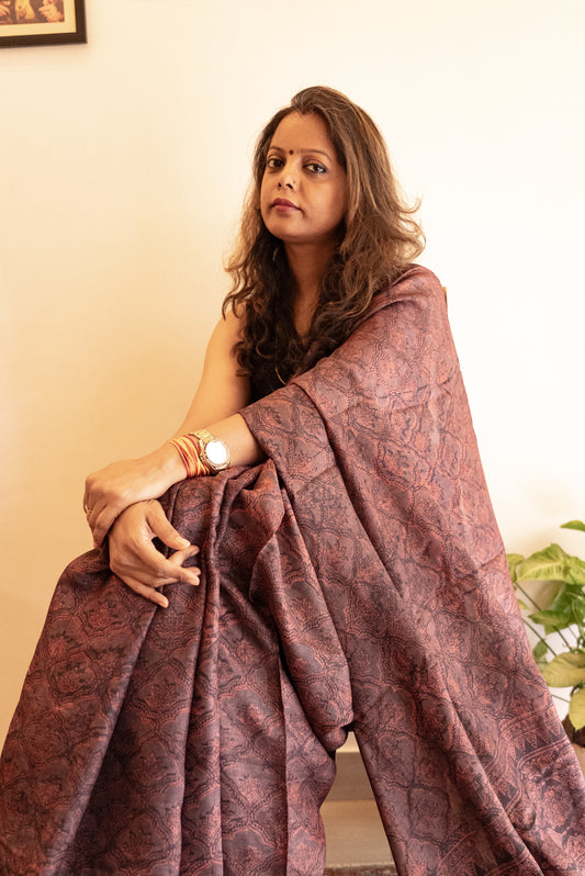 Ajrakh Tussar Silk