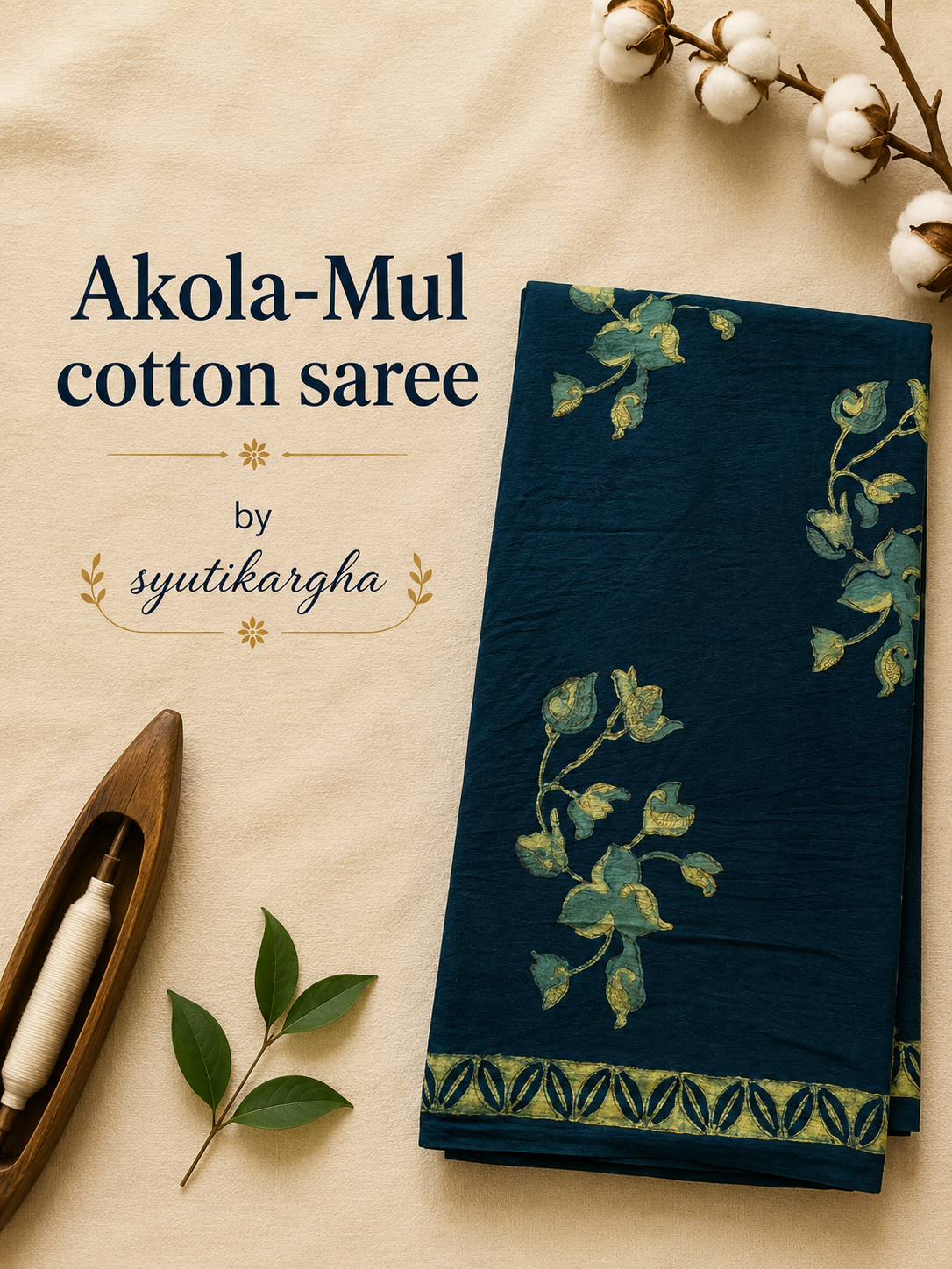 Akola - Mul cotton hand block printed saree #1