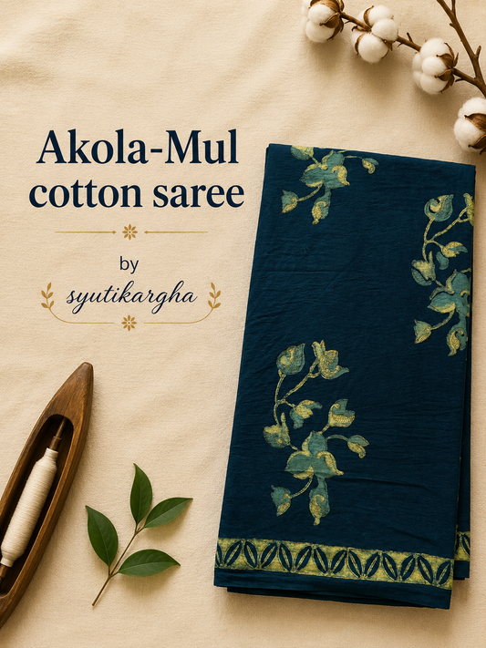 Akola - Mul cotton hand block printed saree #1