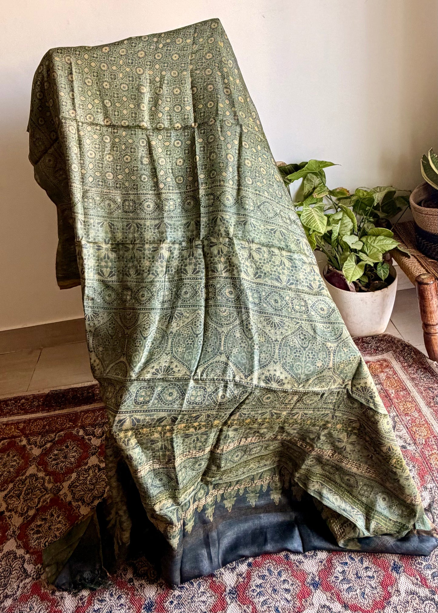 Ajrakh Tussar Silk