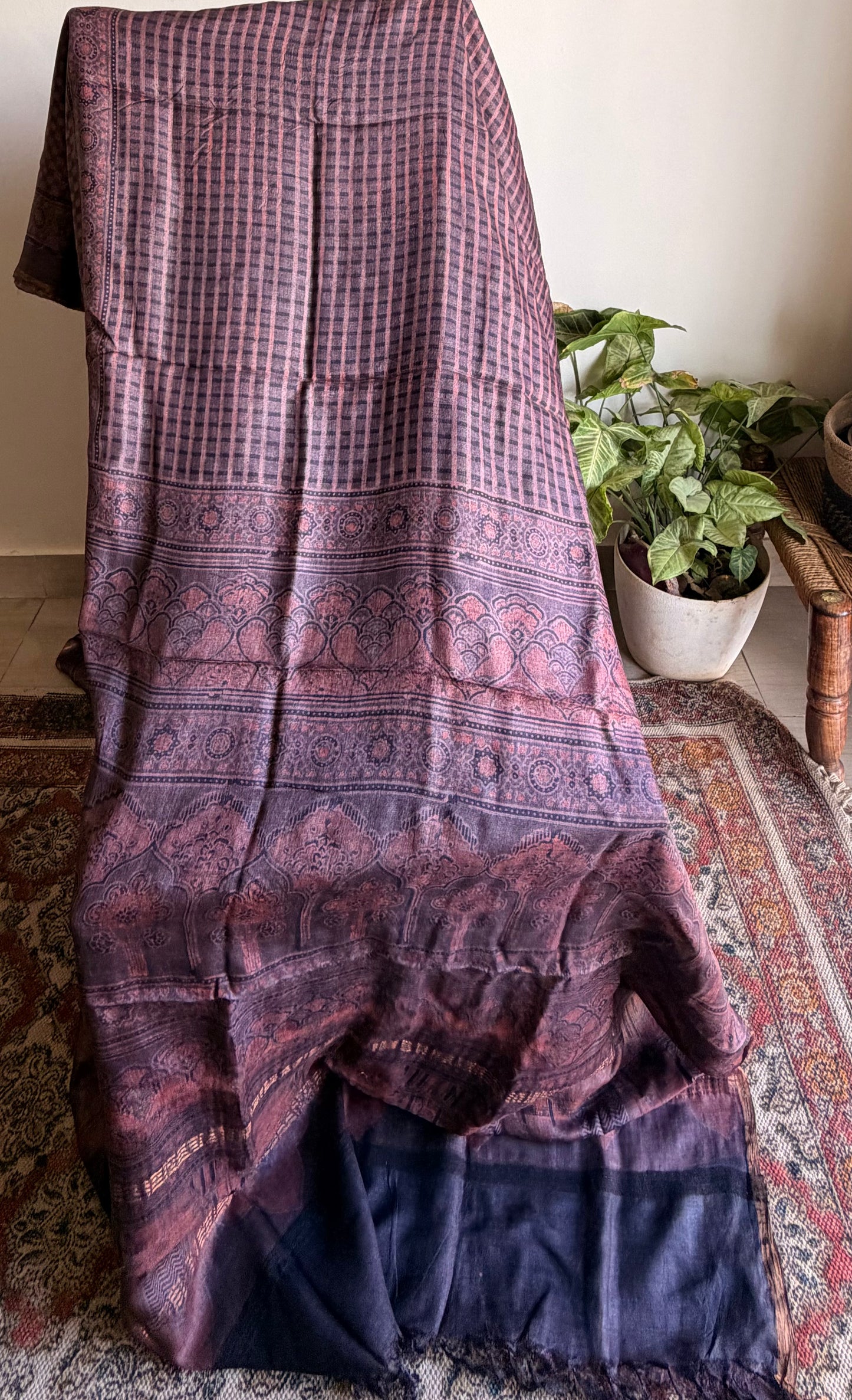 Ajrakh Tussar Silk