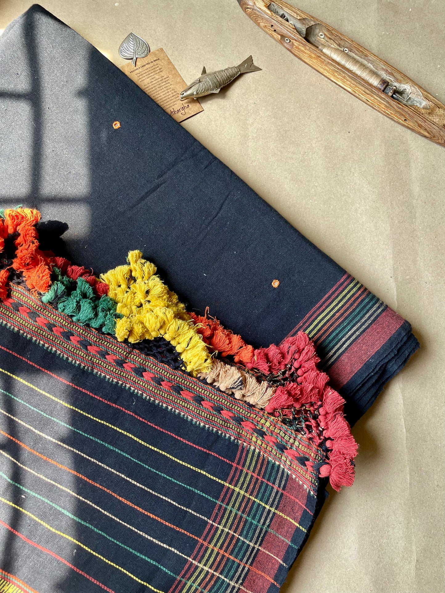 BHUJODI KALA COTTON KURTA ,BOTTOM & DUPATTA(Mirror work)