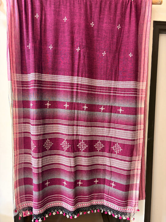 BHUJODI KALA ORGANIC COTTON SAREE (Mirror Work)