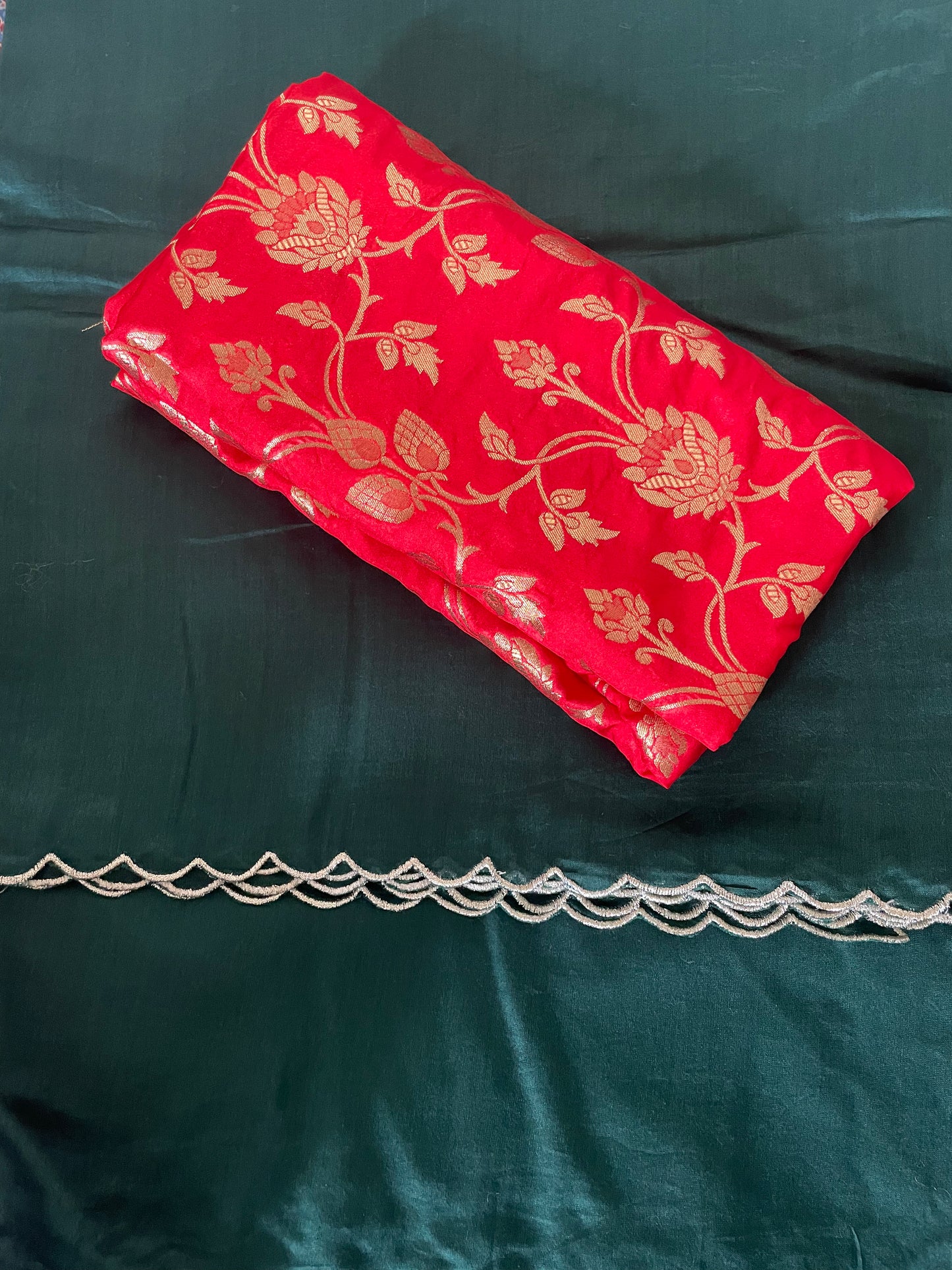 Banarsi Red Silk Fabric