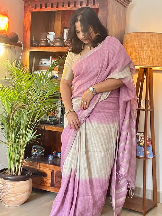 Organic Linen Saree -Lamiaceae