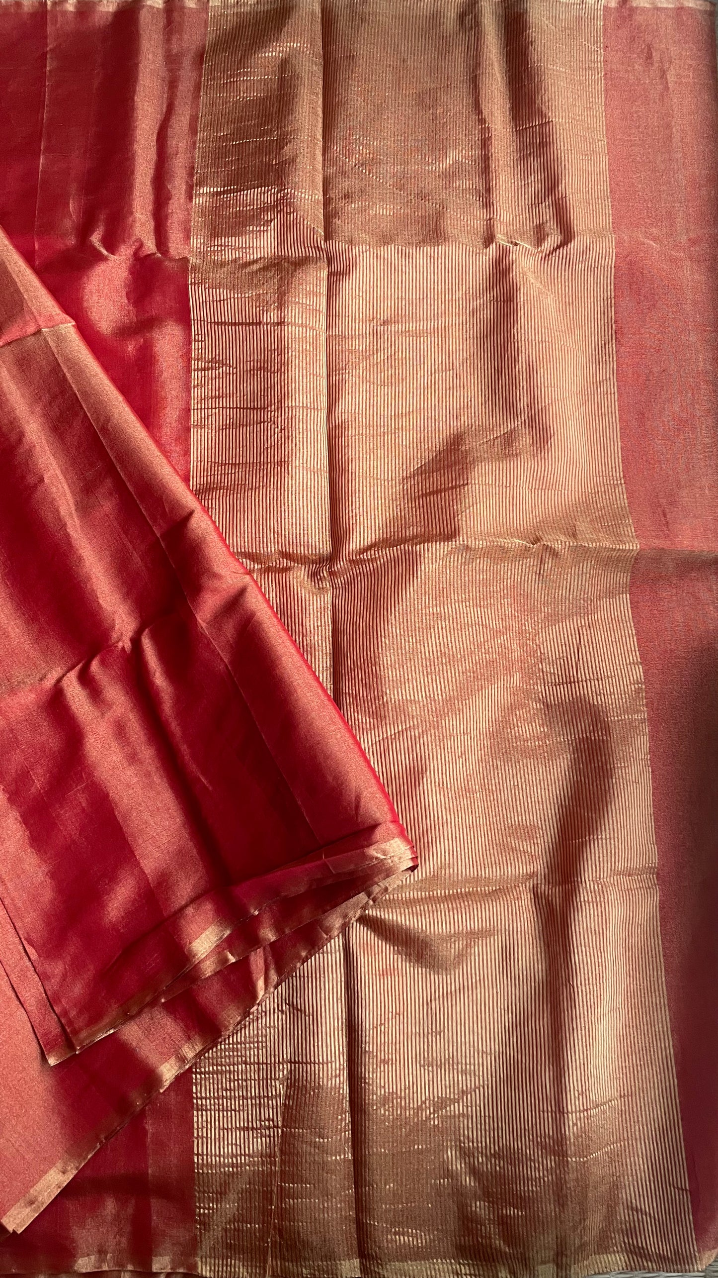 Tissue Chanderi (Red Metallic) Sari.