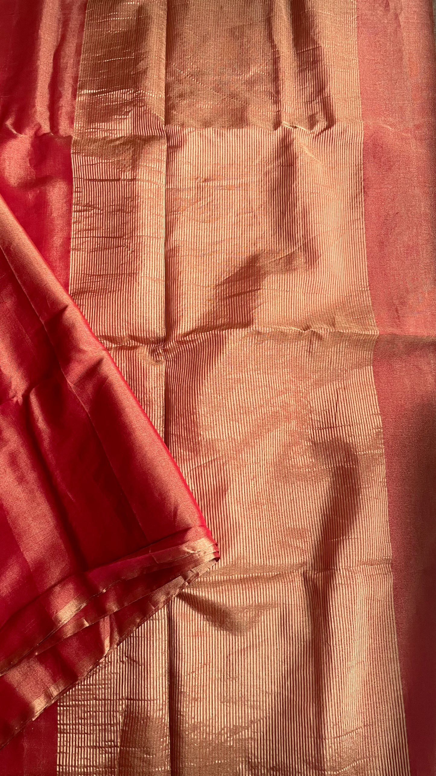 Tissue Chanderi (Red Metallic) Sari.