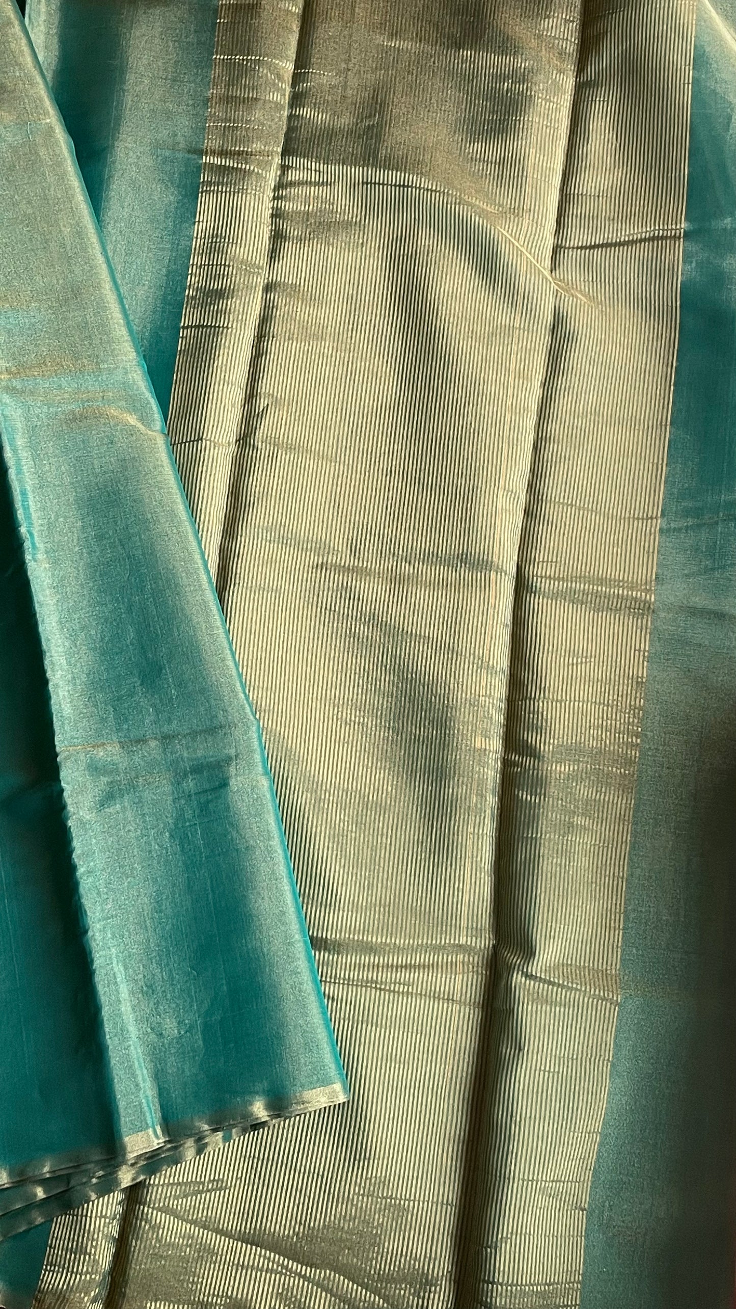 Tissue Chanderi (Green Metallic) Sari.