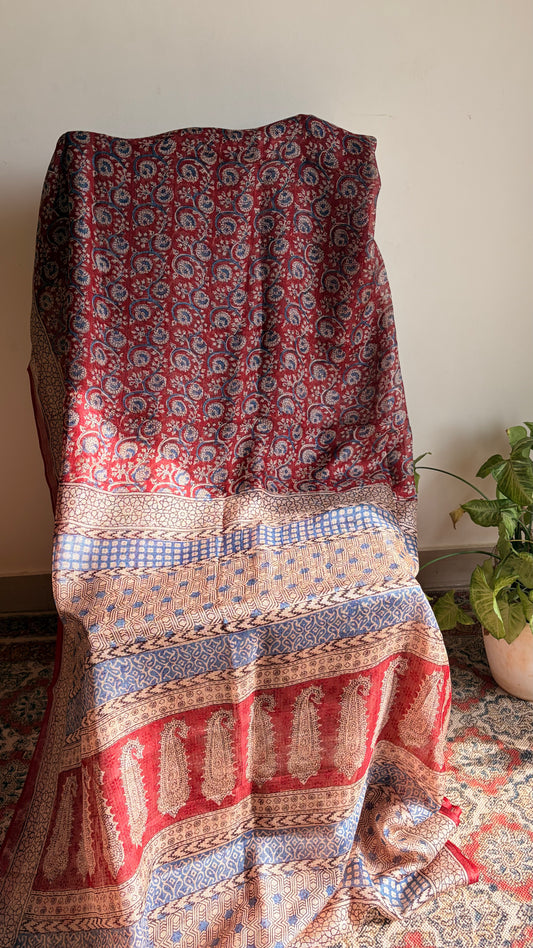 Kota Silk With Handblock Bagh Printed.