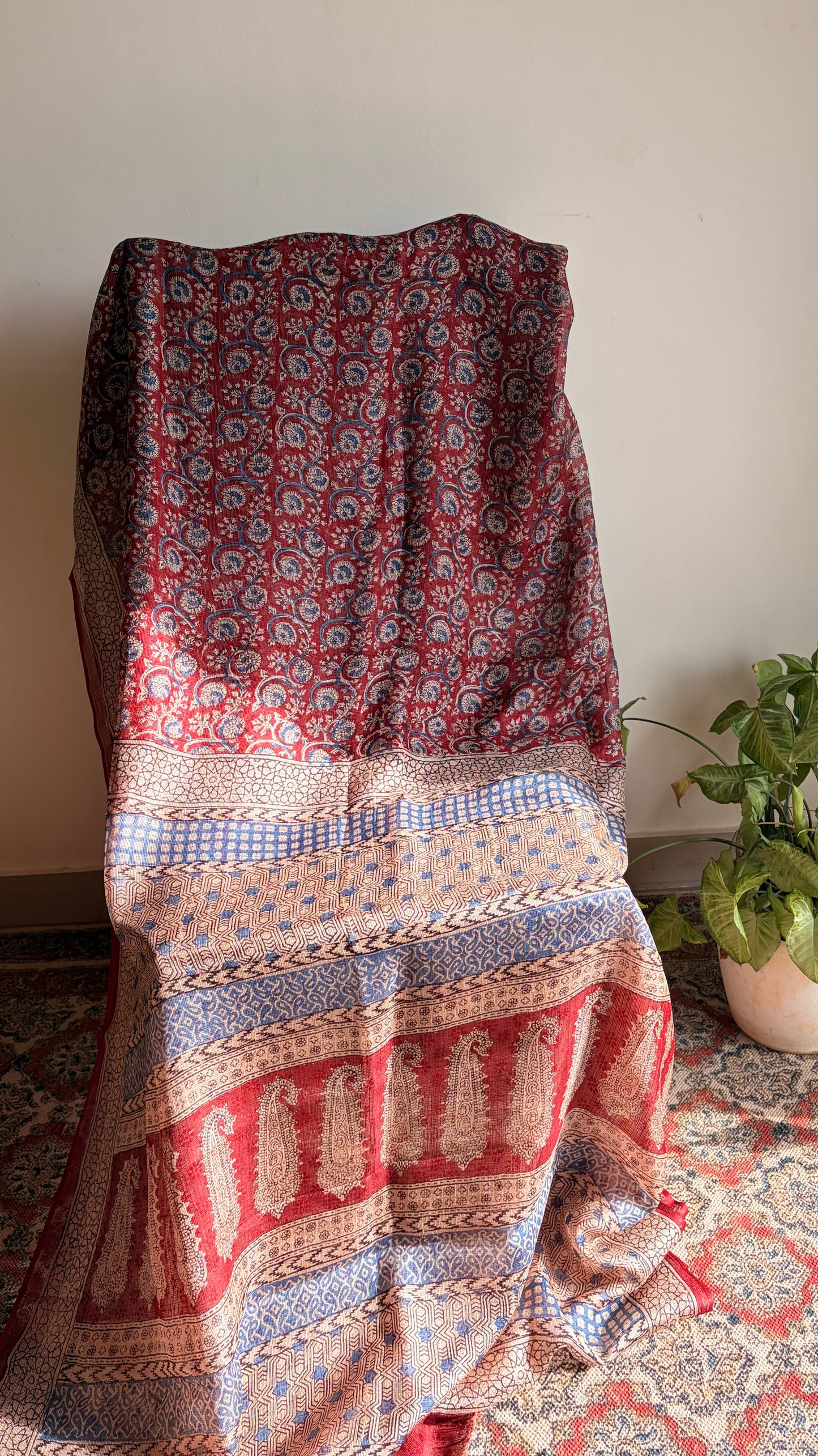 Kota Silk With Handblock Bagh Printed.