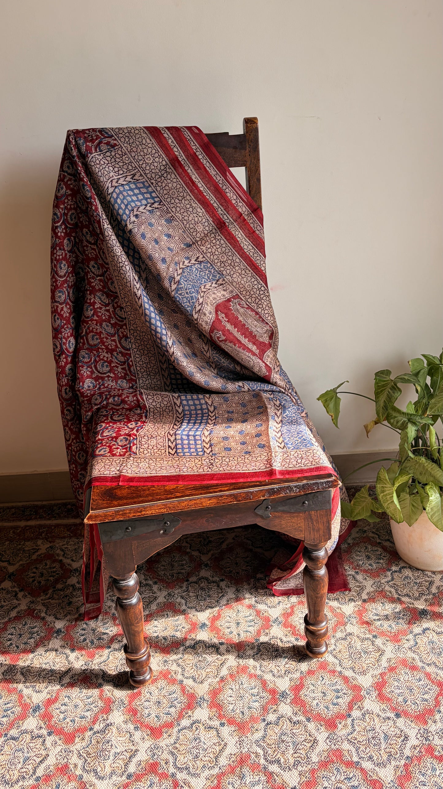 Kota Silk With Handblock Bagh Printed.