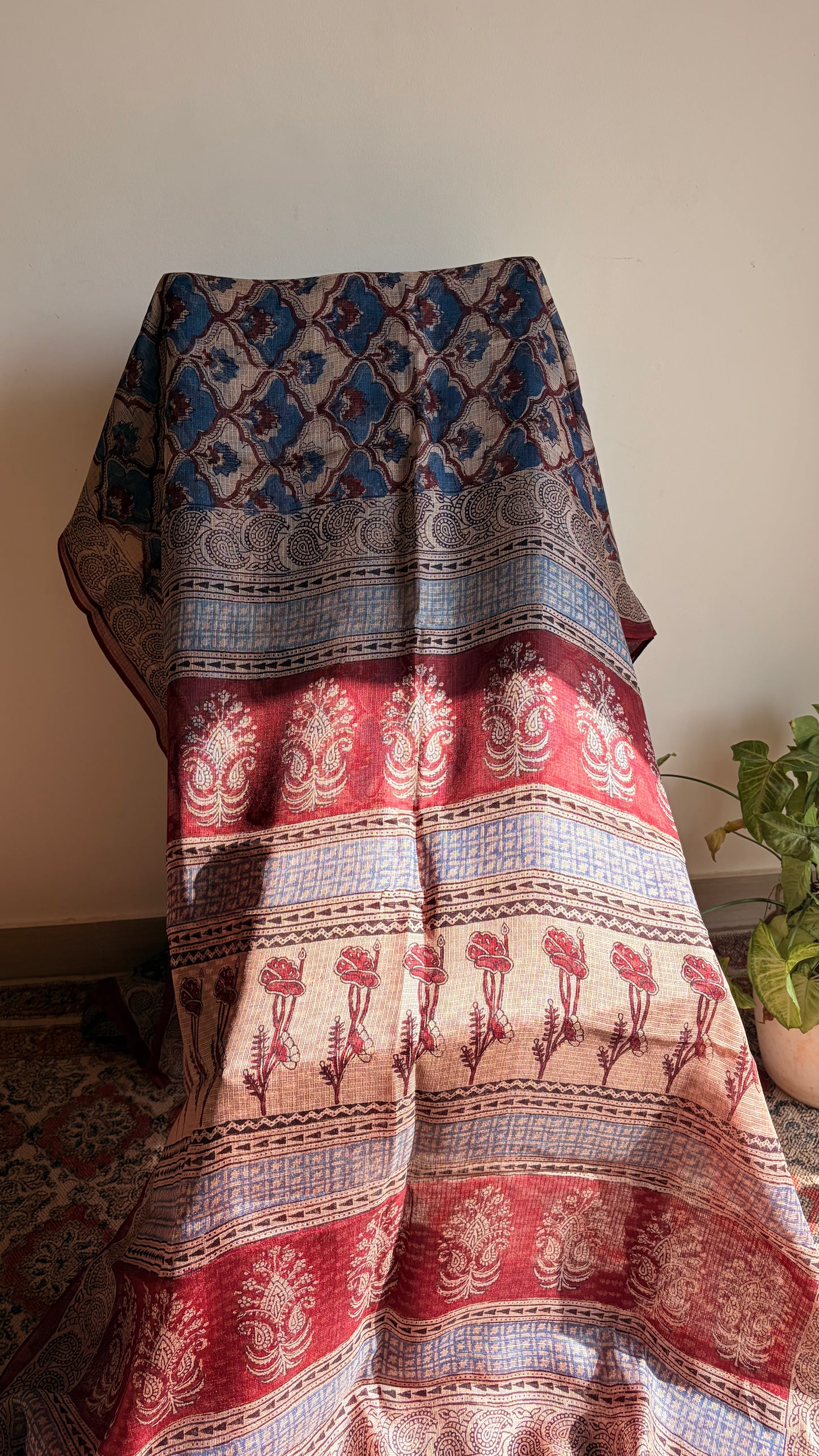 Kota Silk With Handblock Bagh Printed.