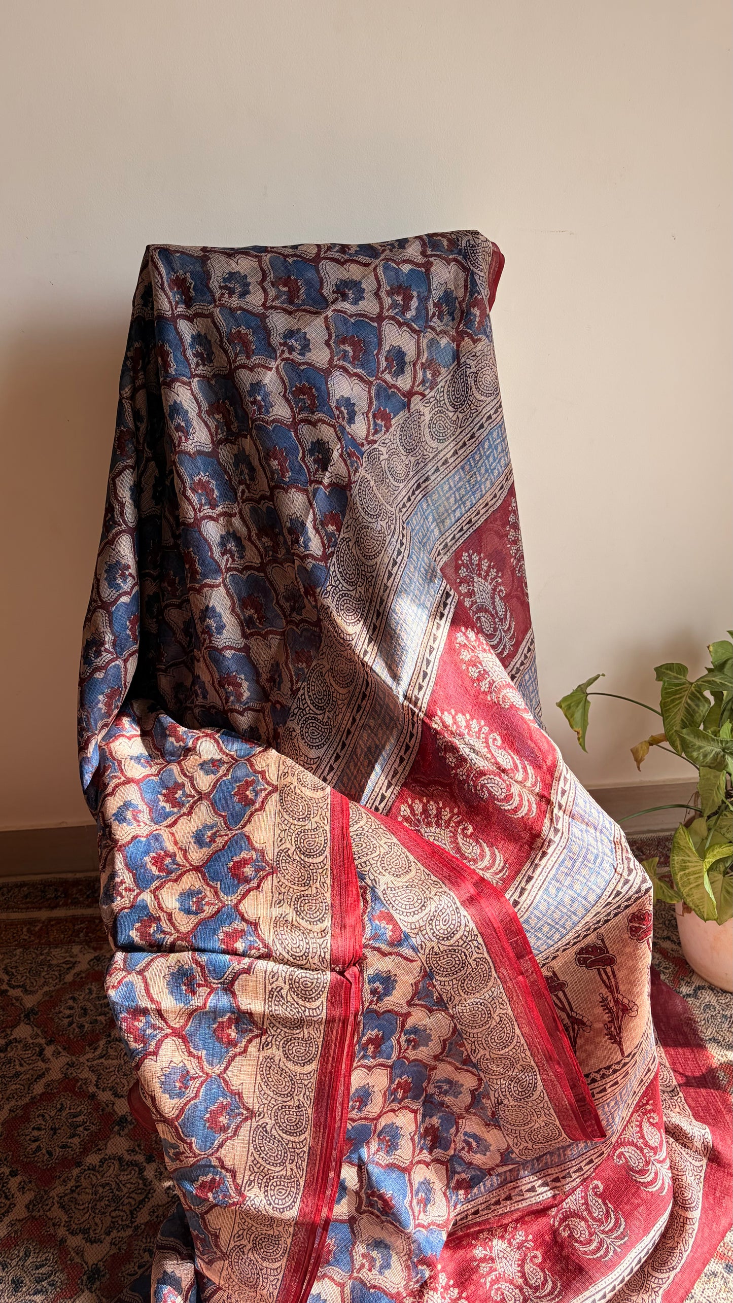 Kota Silk With Handblock Bagh Printed.