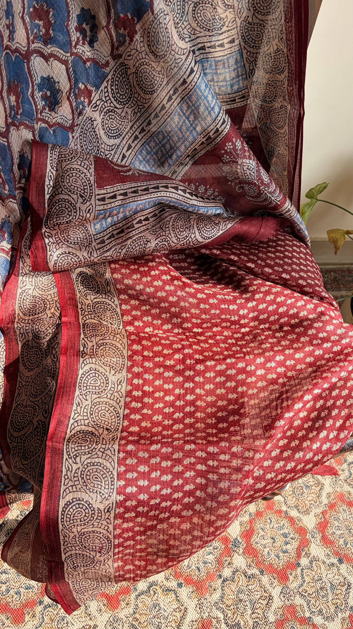 Kota Silk With Handblock Bagh Printed.