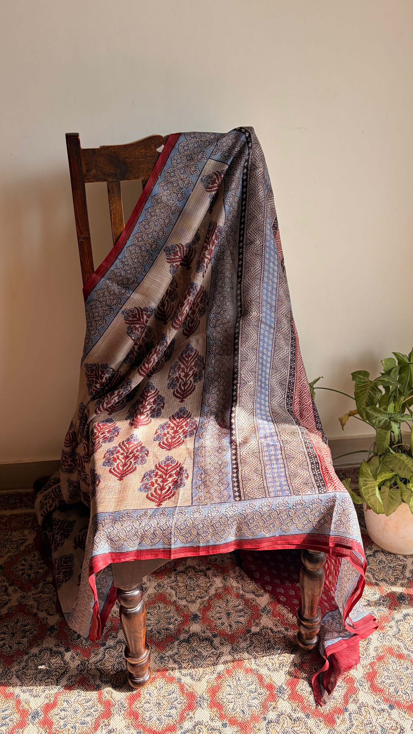 Kota Silk With Handblock Bagh Printed.