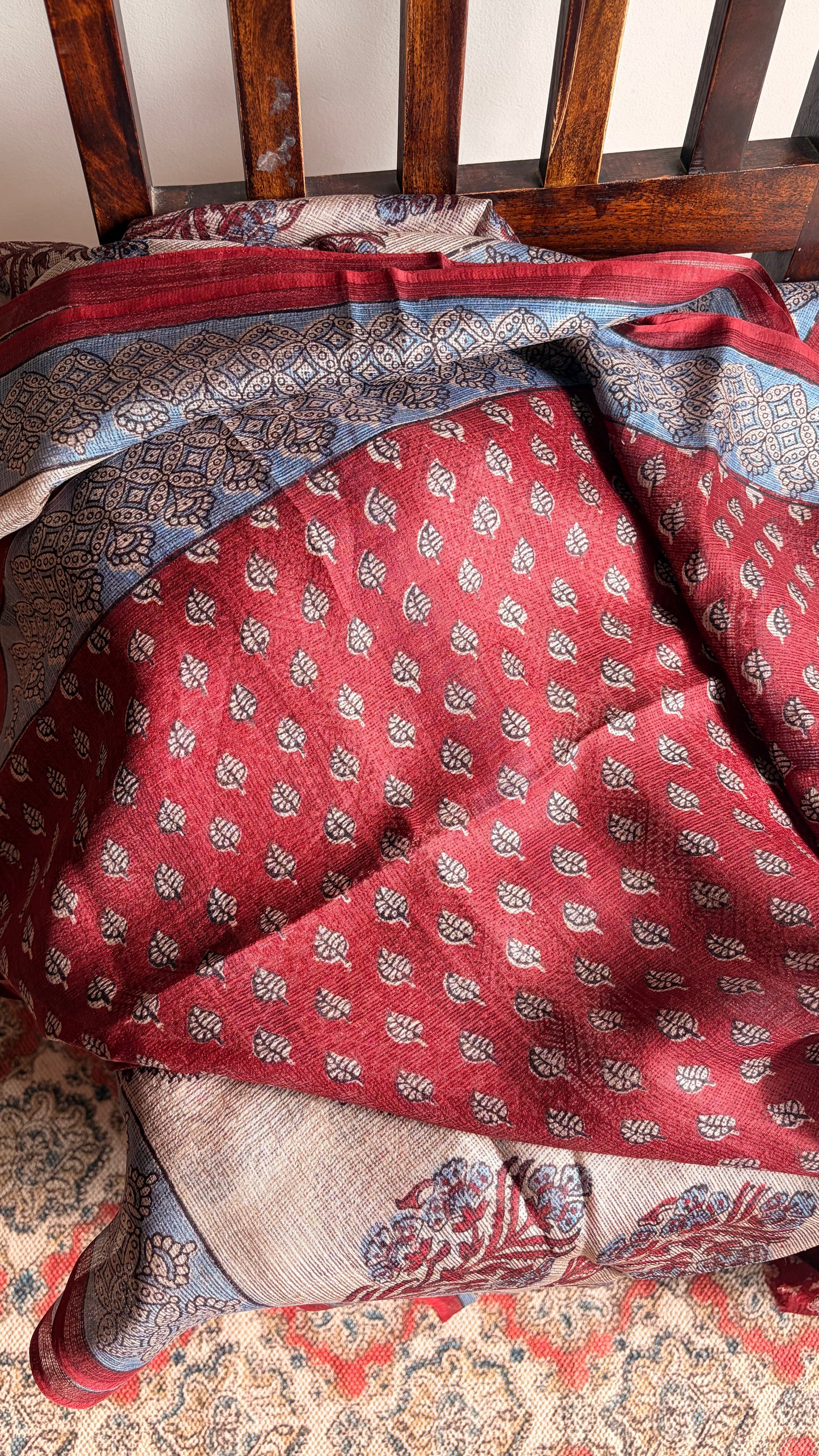 Kota Silk With Handblock Bagh Printed.