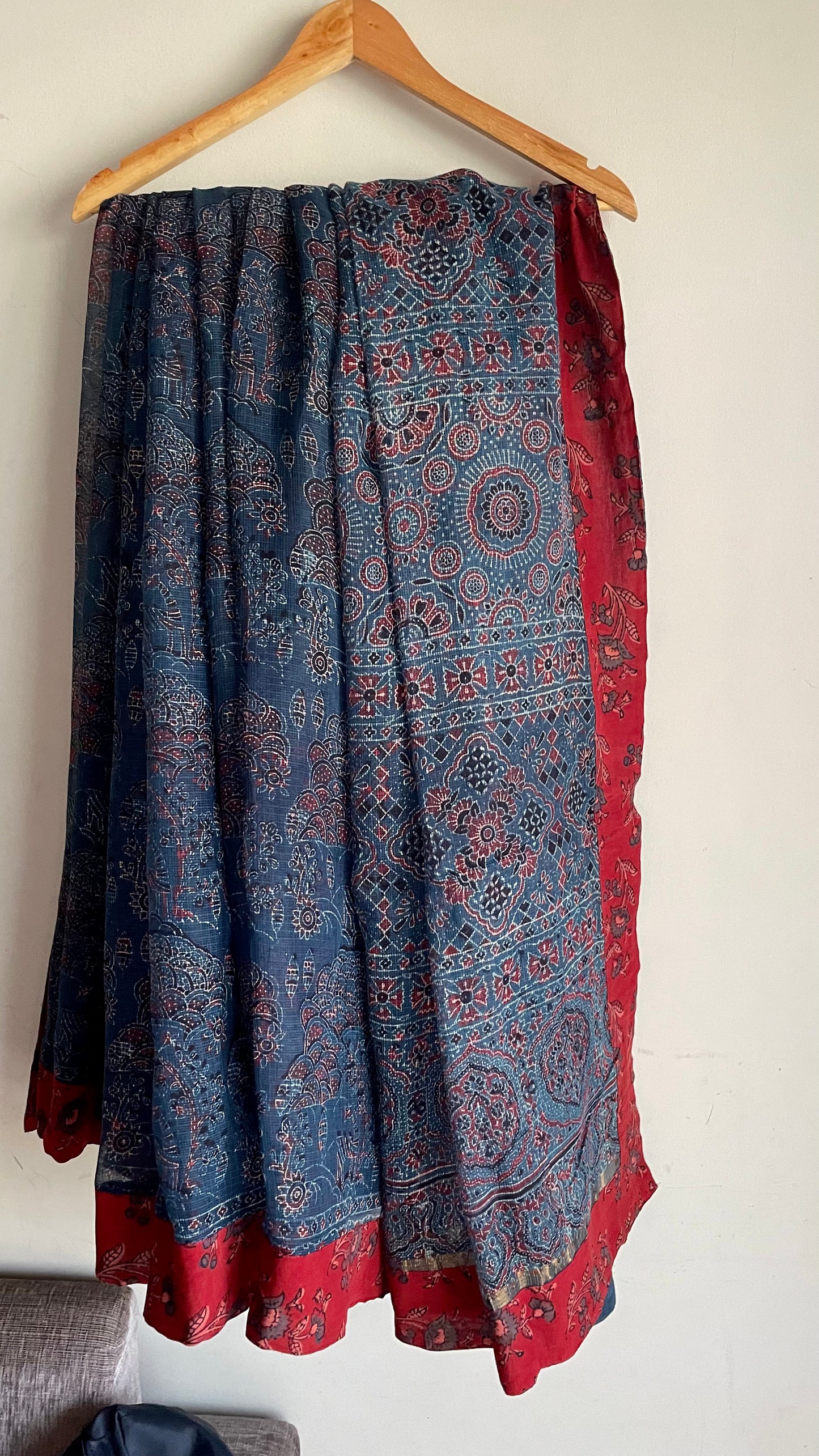 Ajrakh Kota Cotton Saree(patchwork)