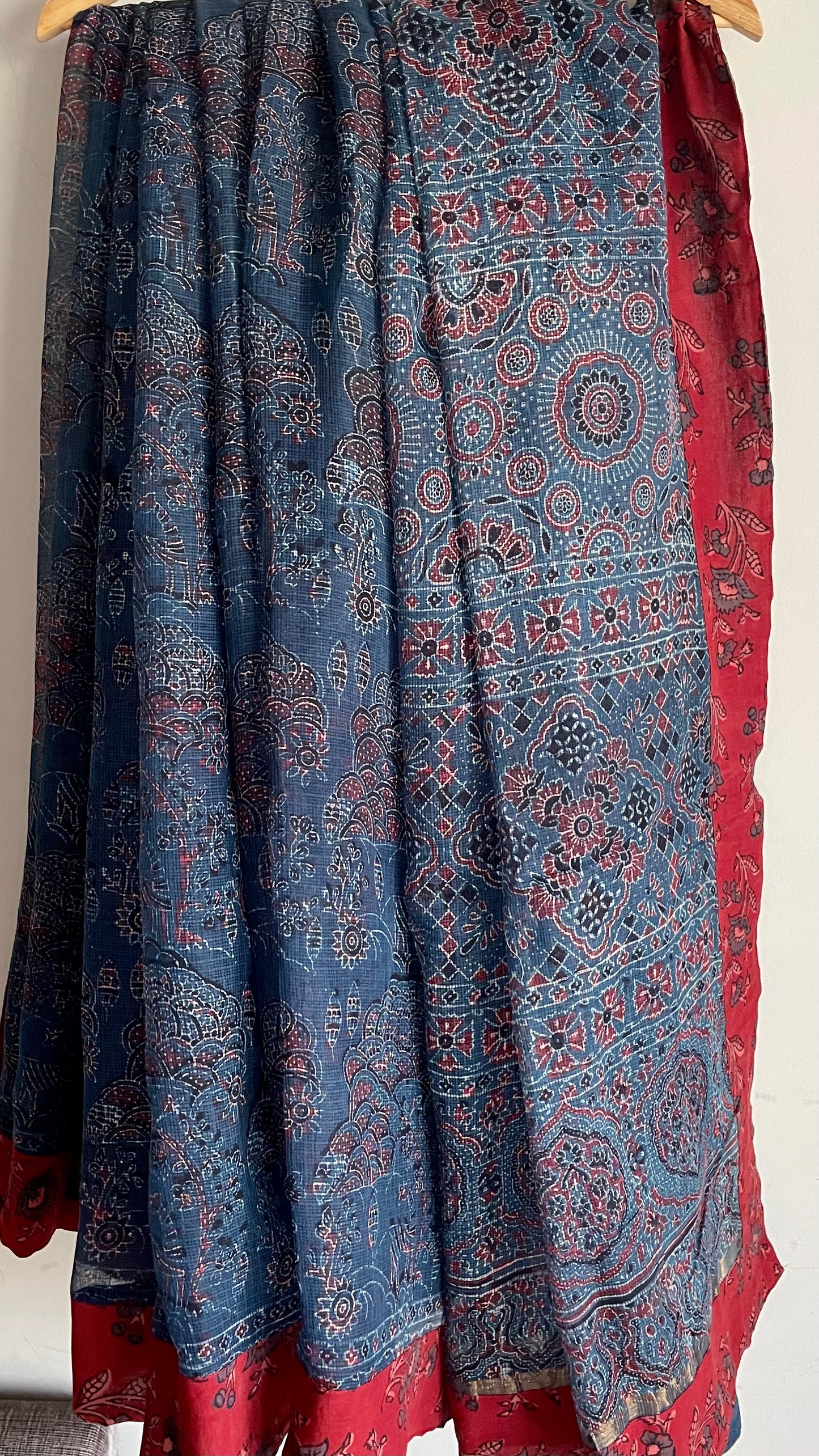 Ajrakh Kota Cotton Saree(patchwork)