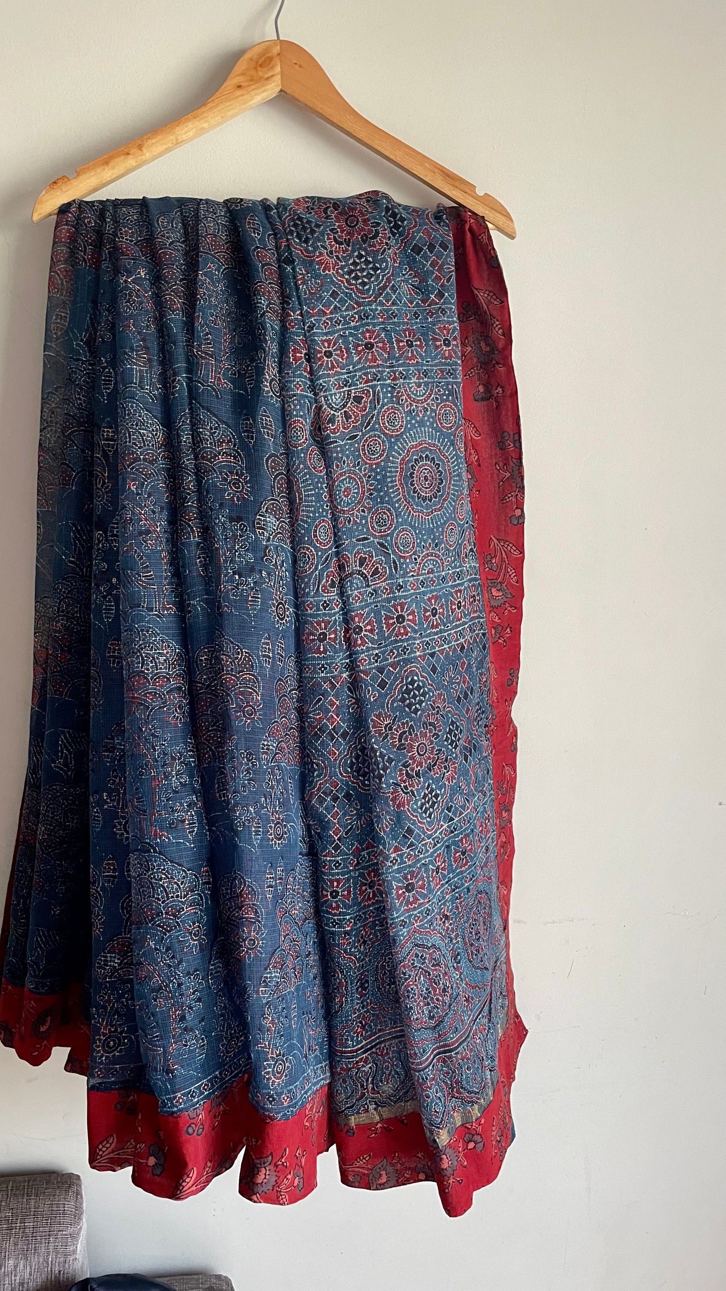 Ajrakh Kota Cotton Saree(patchwork)