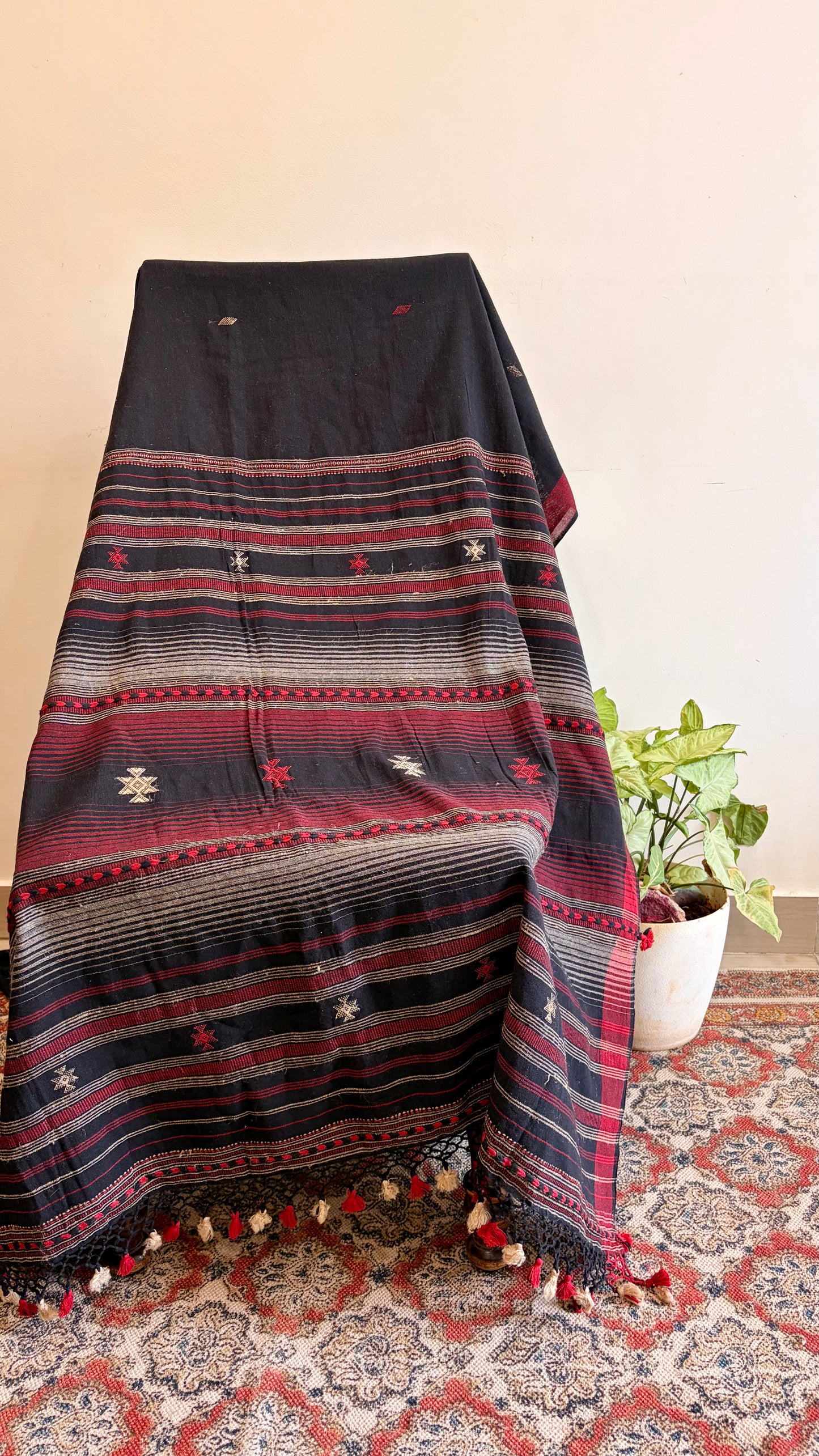 BHUJODI KALA ORGANIC COTTON SAREE(TUSSAR THREAD WORK PALLU)