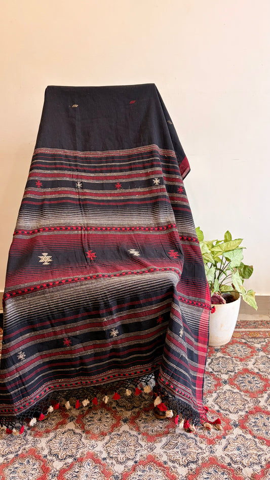 BHUJODI KALA ORGANIC COTTON SAREE(TUSSAR THREAD WORK PALLU)