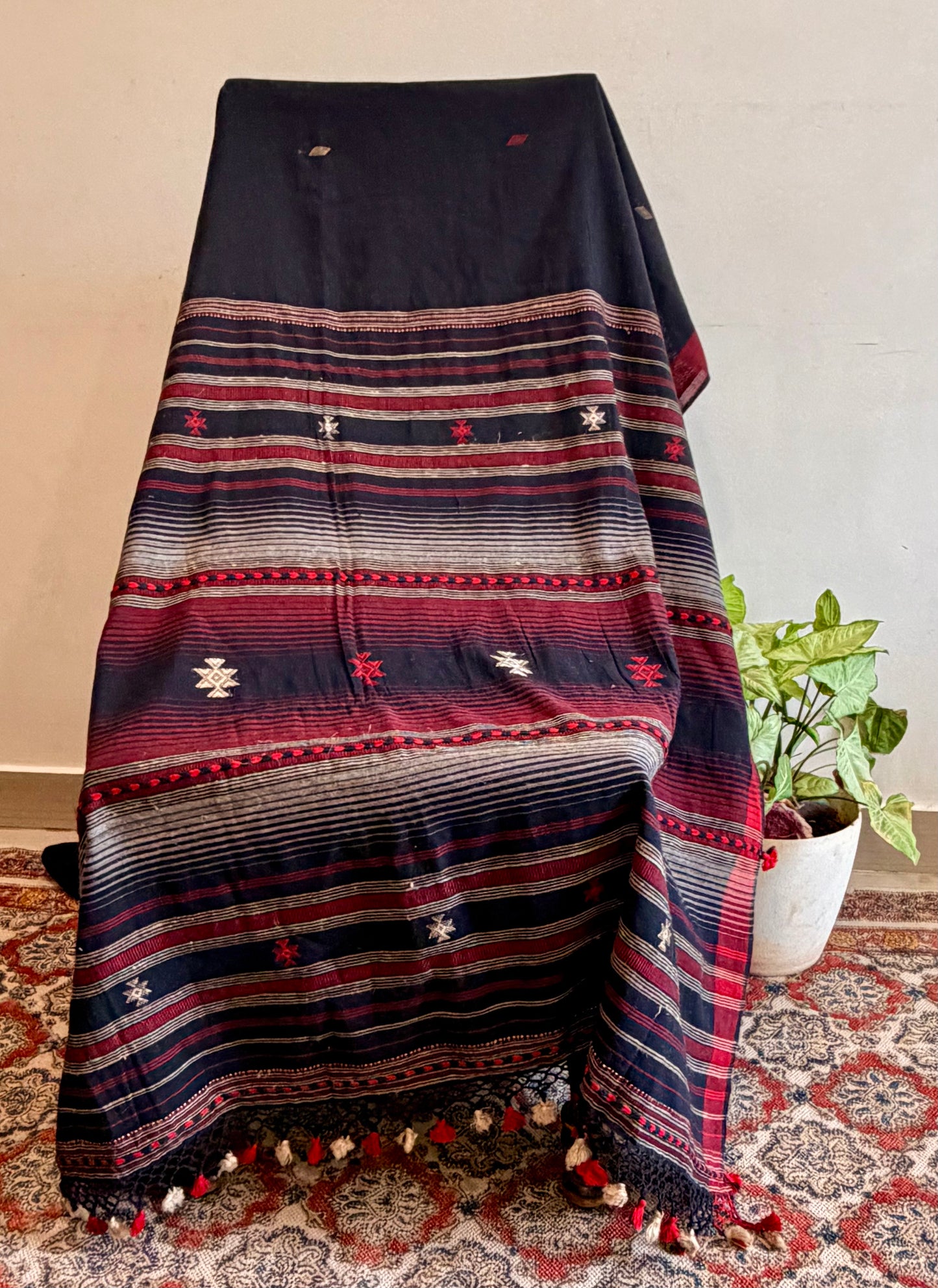 BHUJODI KALA ORGANIC COTTON SAREE(TUSSAR THREAD WORK PALLU)