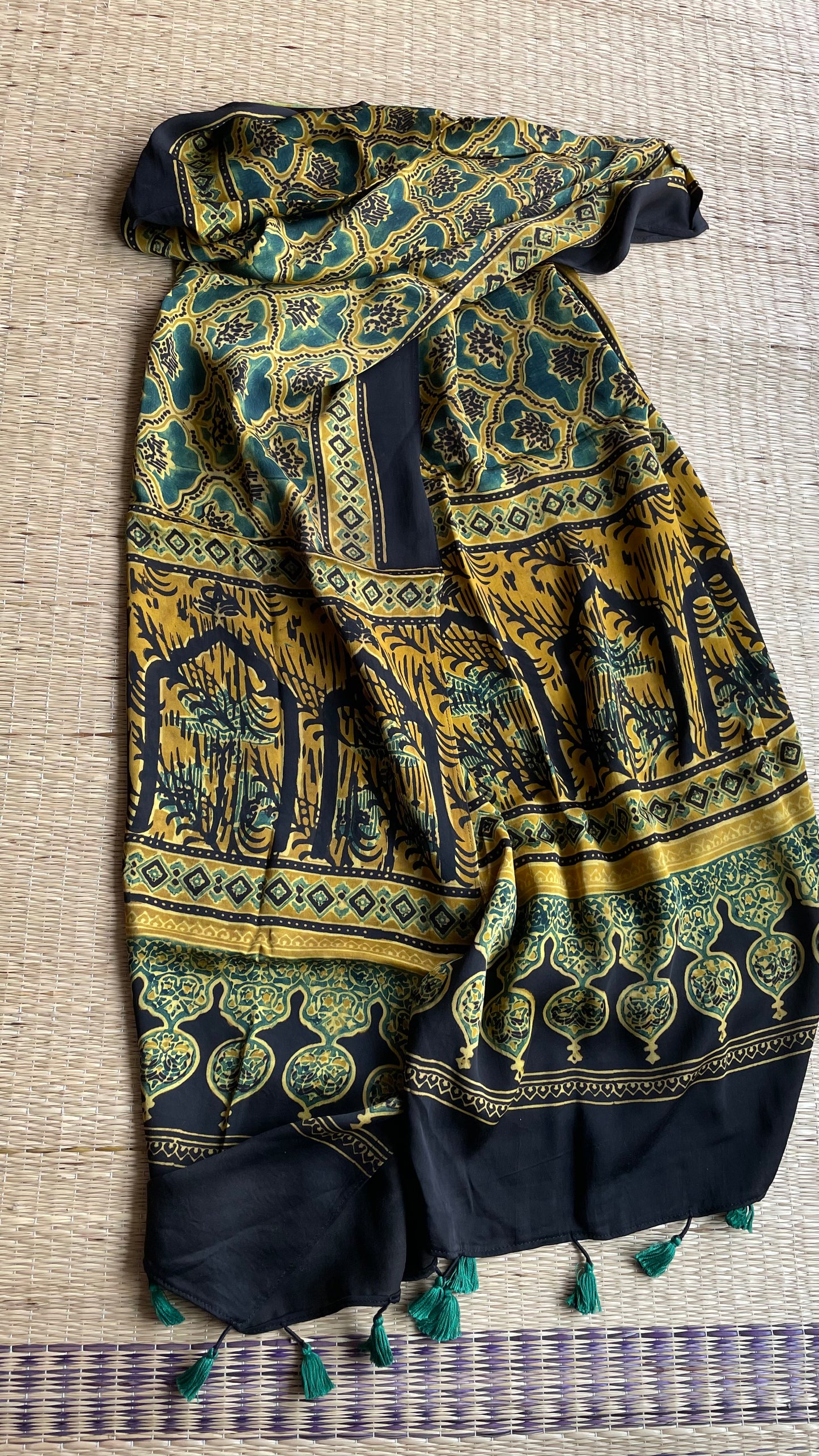 Ajrakh Block Printed Modal Silk Stole