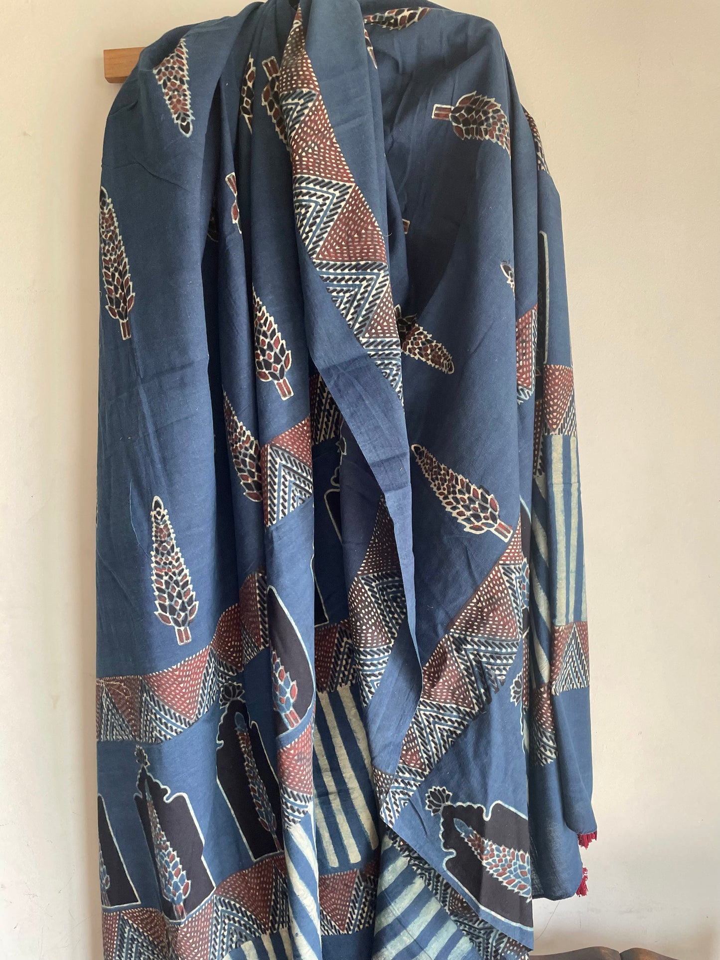 Ajrakh Handblock Printed Cotton  Dupatta.