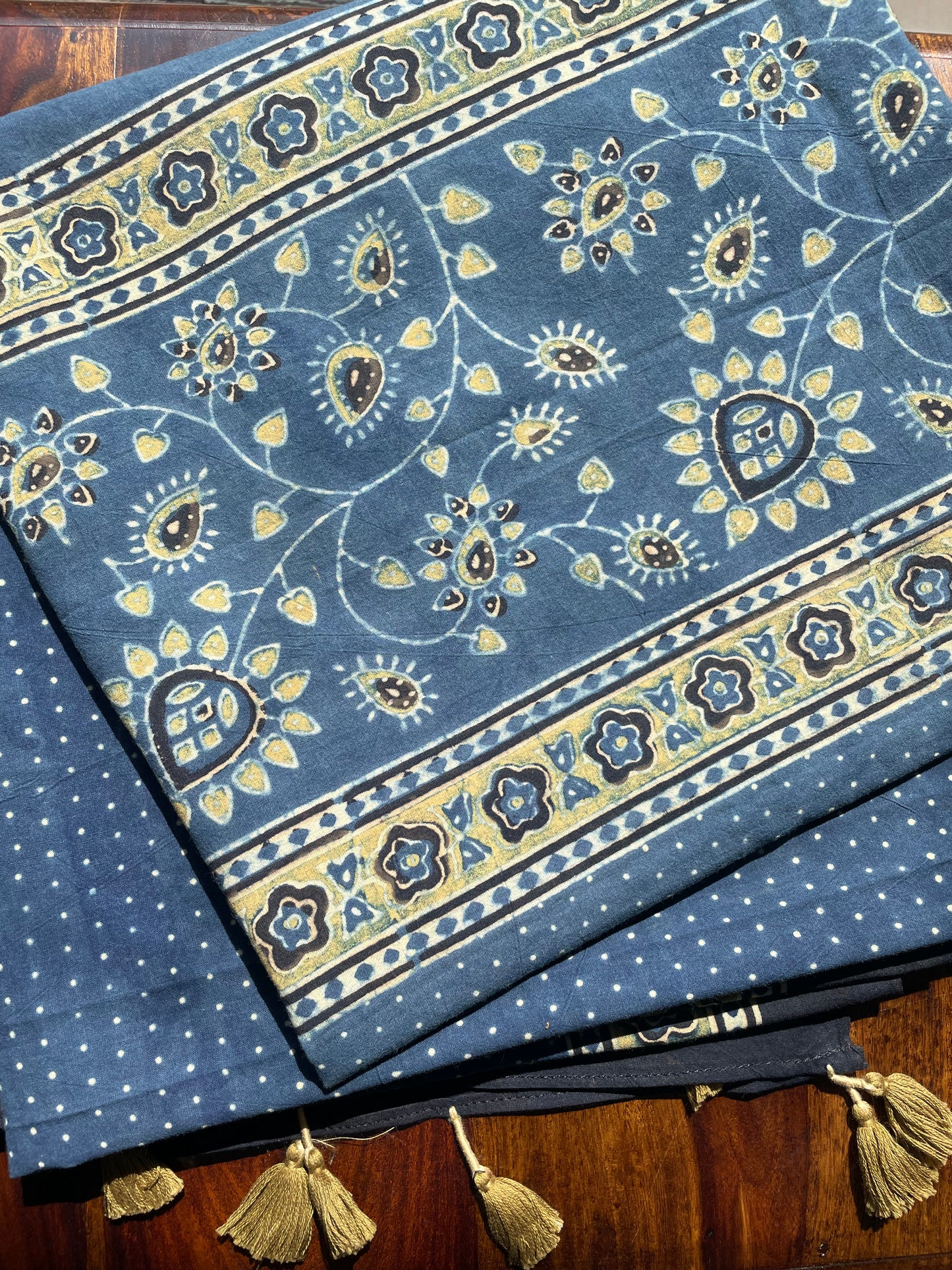 Ajrakh Handblock Printed Cotton Dupatta.