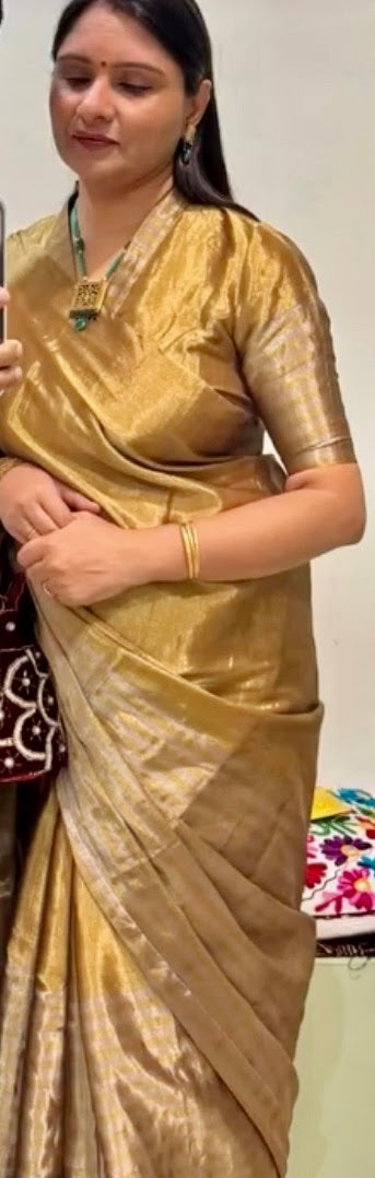 Tissue Chanderi silk Saree (half n half)