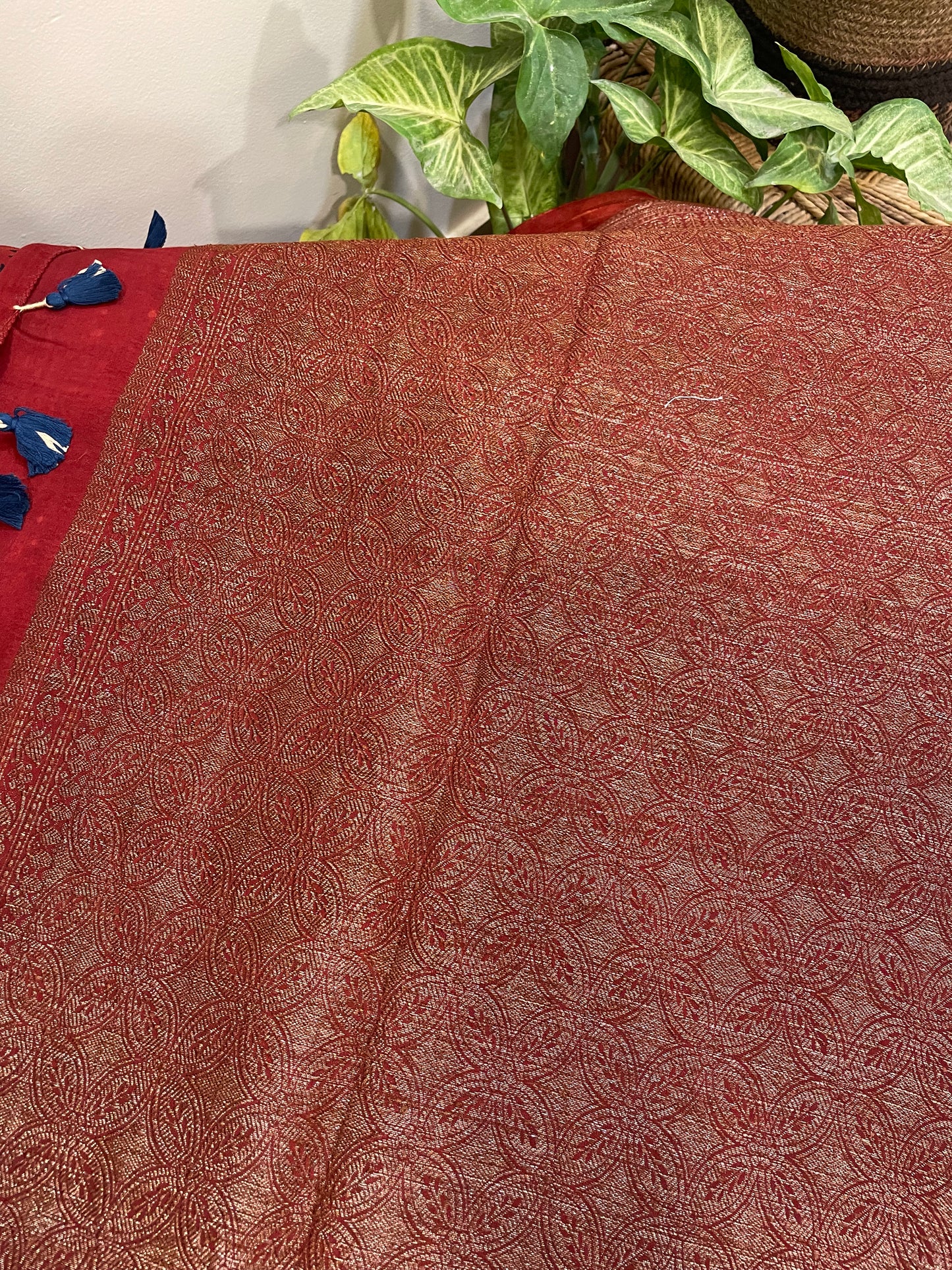 AJARKH CHANDERI SAREE JACQUARD ZARI PALLU