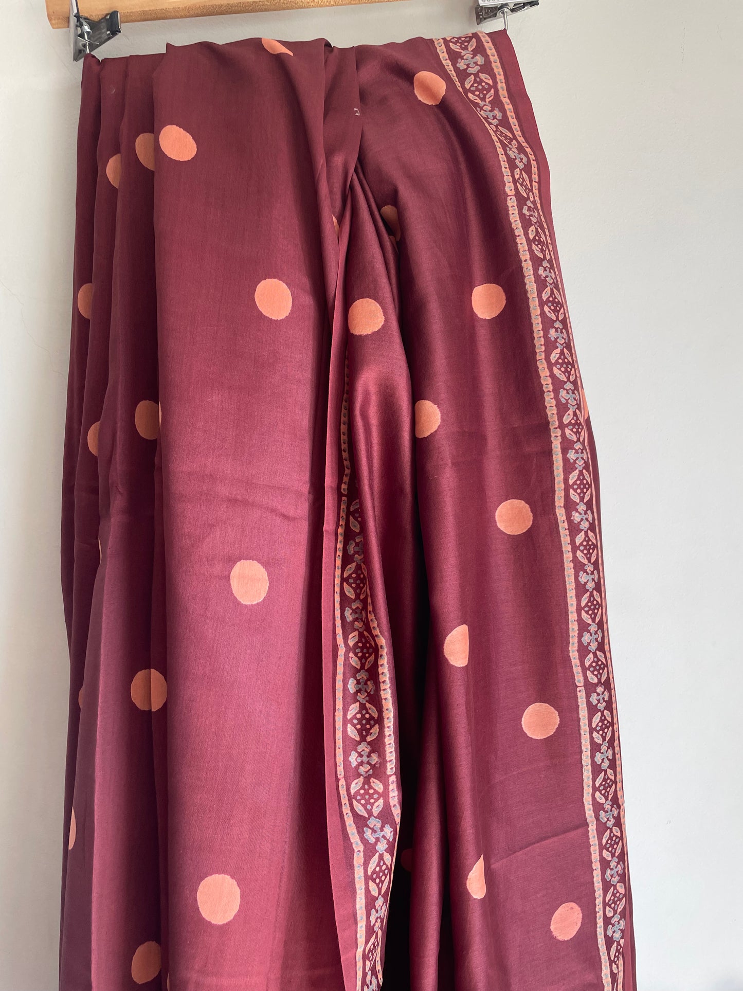 Rust Chanderi Saree (polka dot)