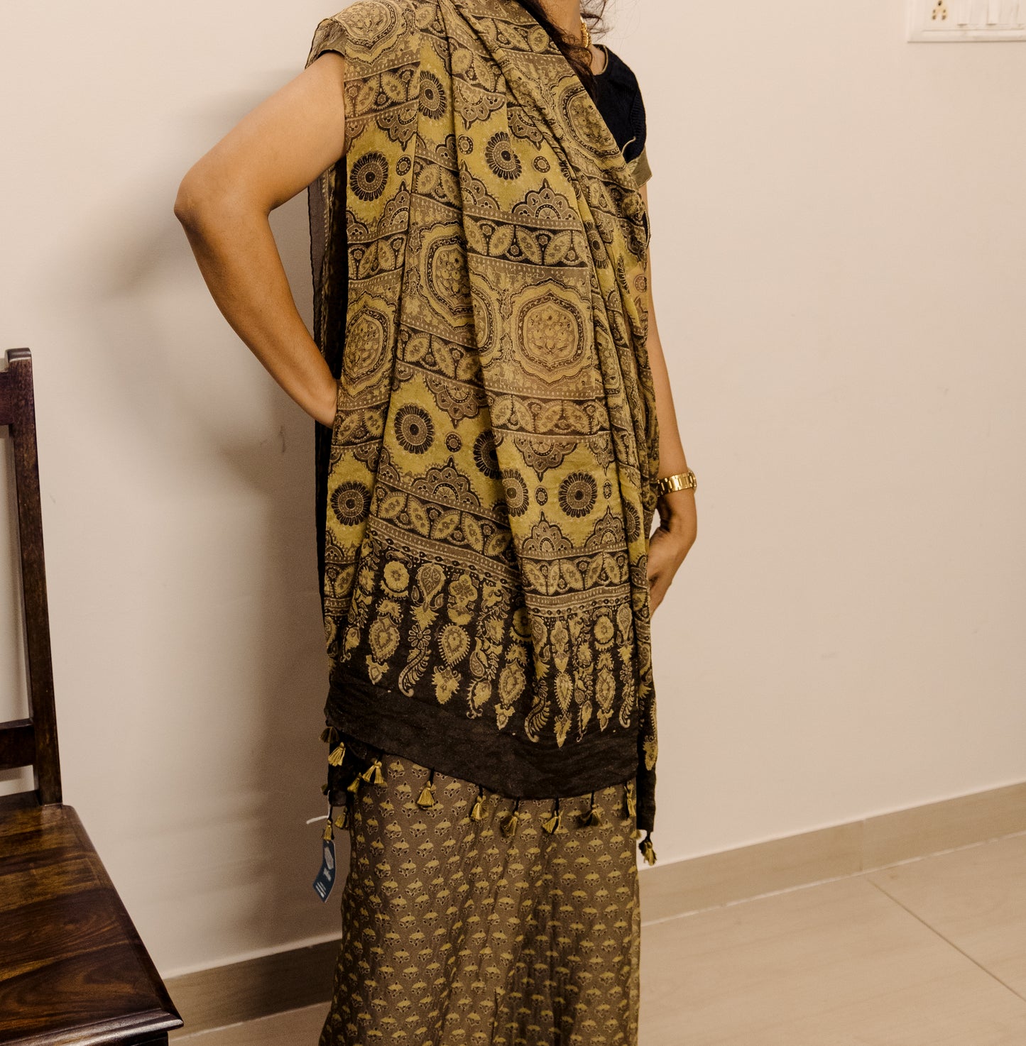 AJRAKH NET SILK  SAREE