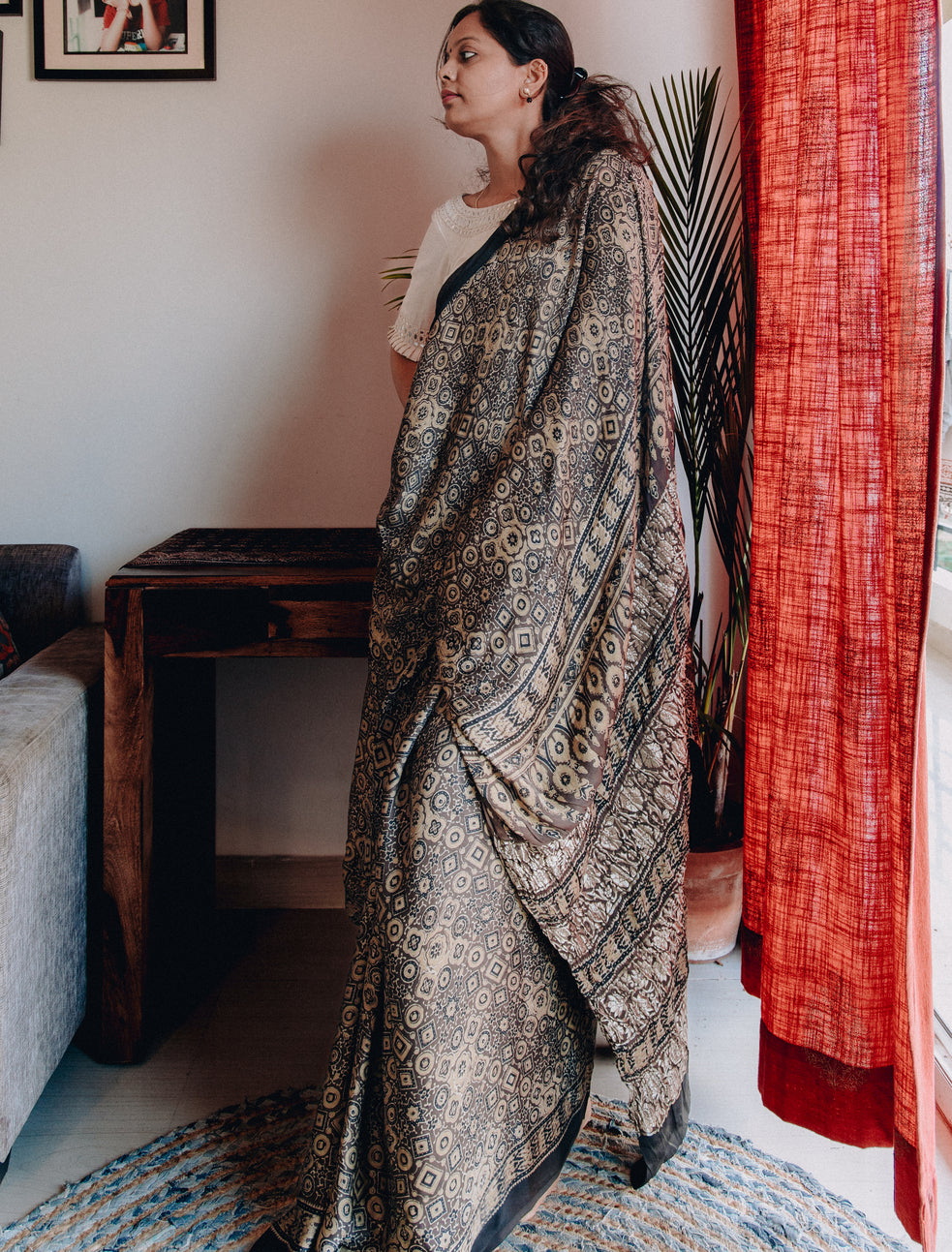 AJRAKH MODAL SILK  SAREE