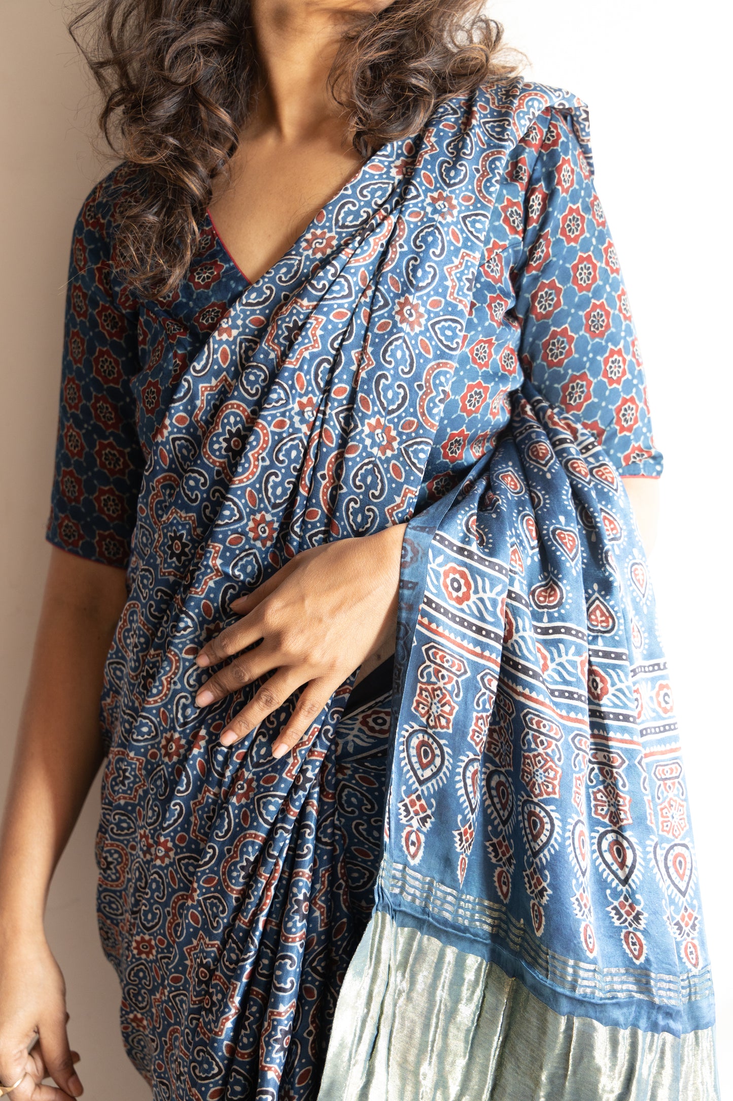 AJRAKH MODAL SILK  SAREE