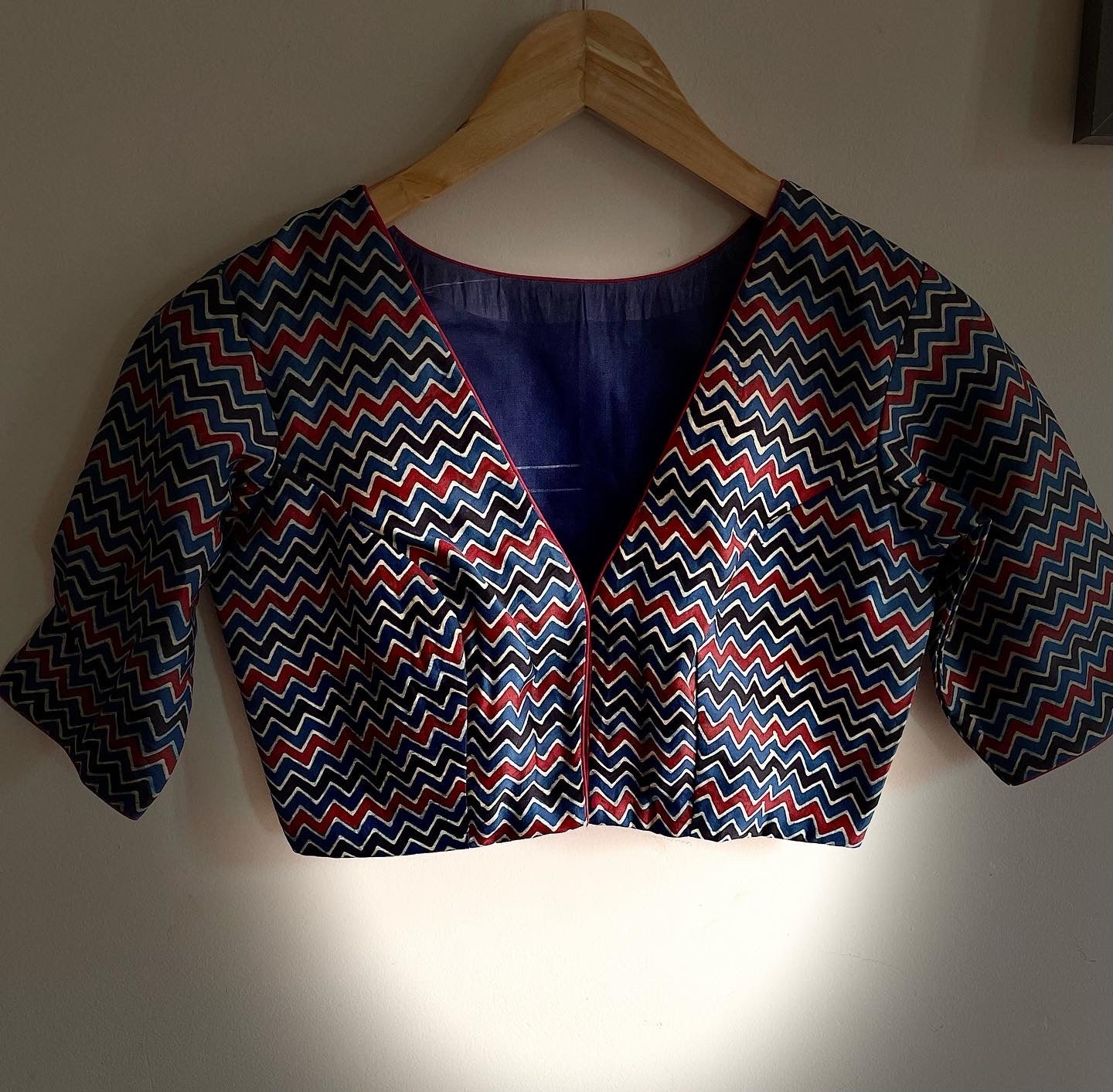 Chevron Modal Silk Blouse