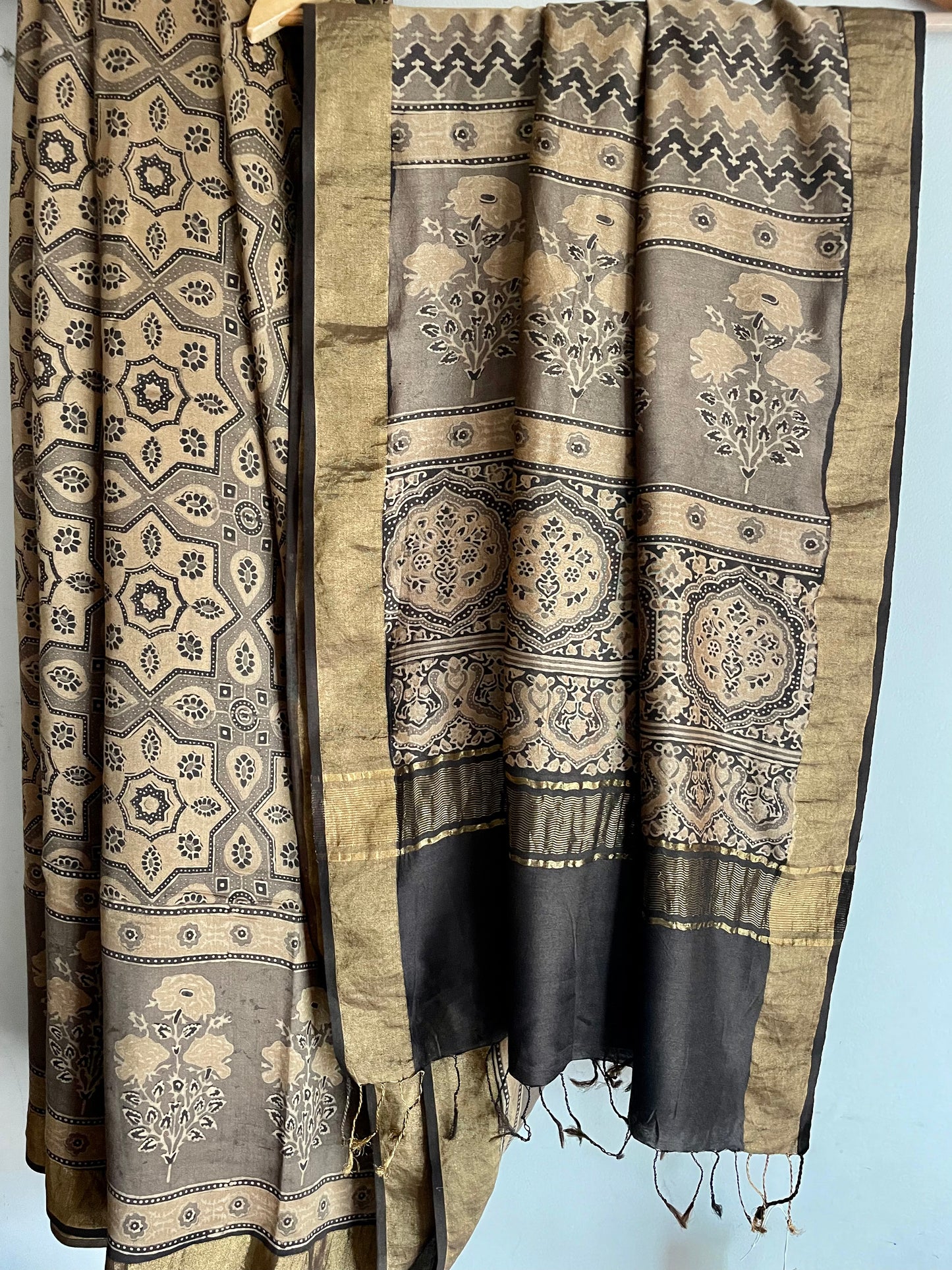 AJRAKH MUGA SILK SAREE