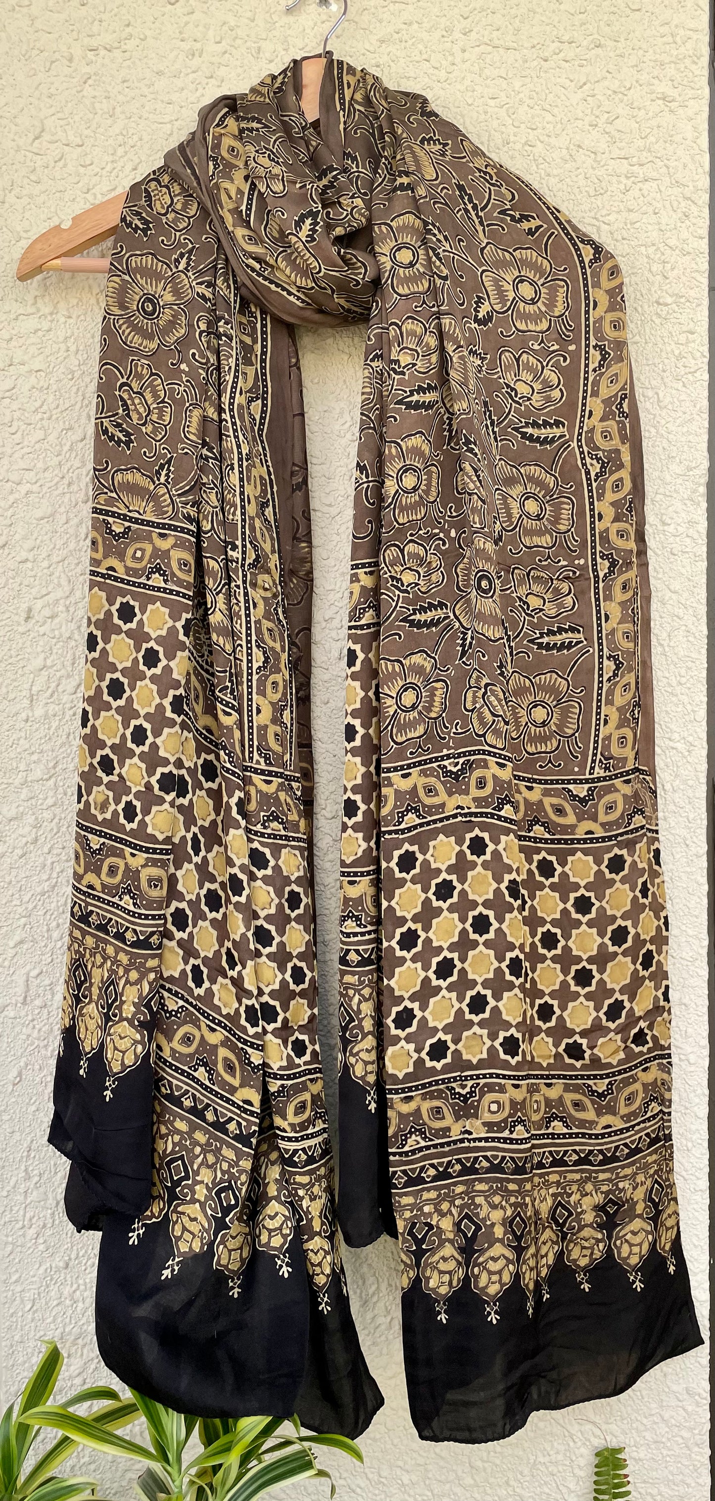 Ajrakh Printed Modal Silk Dupatta.