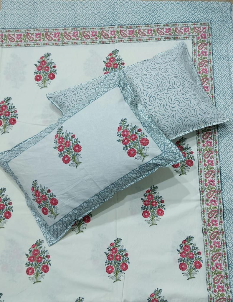 HANDBLOCK QUEEN-SIZE BED-SHEET .